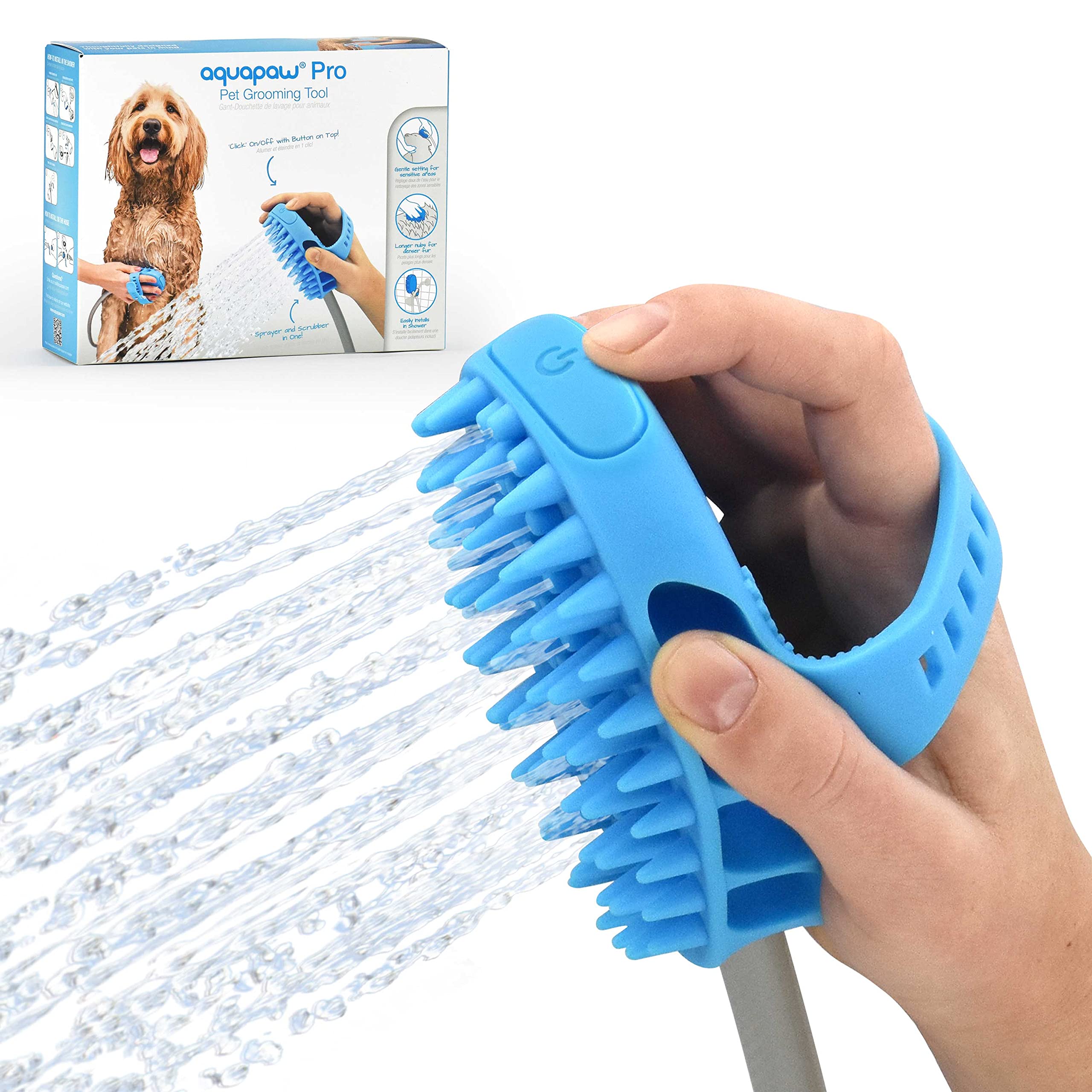 Aquapaw Dog Bath Brush Pro 2 in 1 Sprayer and Scrubber Tool Indoor