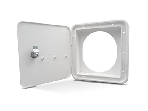 THETFORDBB Molders RV Replacement Parts and Accessories RV Camper Gas Fuel Hatch and Key with Round/Oval Back Polar White PN 94304