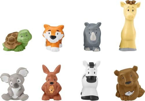 Fisher-Price Little People Safari Animal Friends, set of 8 animal figures for toddler and preschool pretend play ages 1-5 years