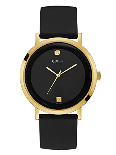 GUESS Men's Stainless Steel Japanese Quartz Watch with Silicone Strap, Black, 22 (Model: U1264G1)