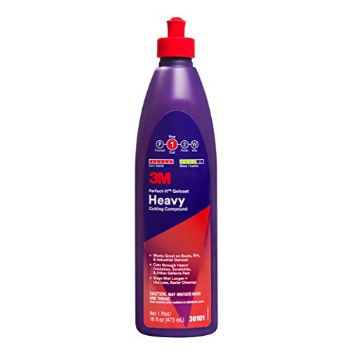 3M Perfect-It Gelcoat Heavy Cutting Compound, 36101, 1 Pint, Fiberglass Oxidation Remover for Boats and RVs , Red