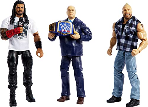 Mattel Action Figure 3-Pack Tribal Chief vs Beast IncarnateRoman Reigns Brock Lesnar Paul Heyman Elite Collection with Universal Championship Swappable Hands