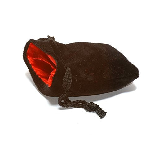 3.75X4" Black Velvet Dice Bag with Red Satin Lining