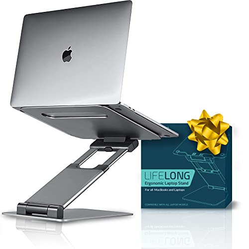 Ergonomic Laptop Stand for Desk, Adjustable Height Up to 20", Laptop Riser Portable Computer, Laptop Stands, Fits All MacBook, Laptops 10 15 17 Inches, Laptop Holder Desk Stand, Gift for Men Women