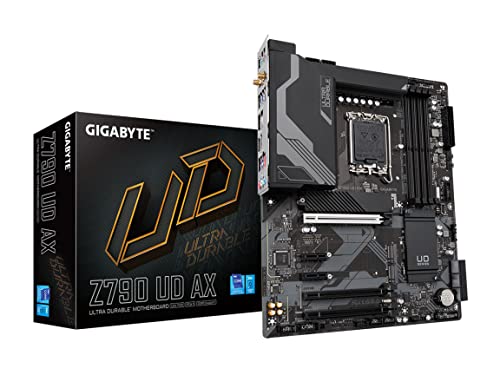 GIGABYTE Z790 UD AX LGA 1700/ Intel/ Z790/ ATX/DDR5/ Triple M.2/ PCIe 5.0/ USB 3.2 Gen2X2 Type-C/Intel Wi-Fi 6E/ 2.5GbE LAN/PCIe EZ-Latch/Multi-Key/Motherboard