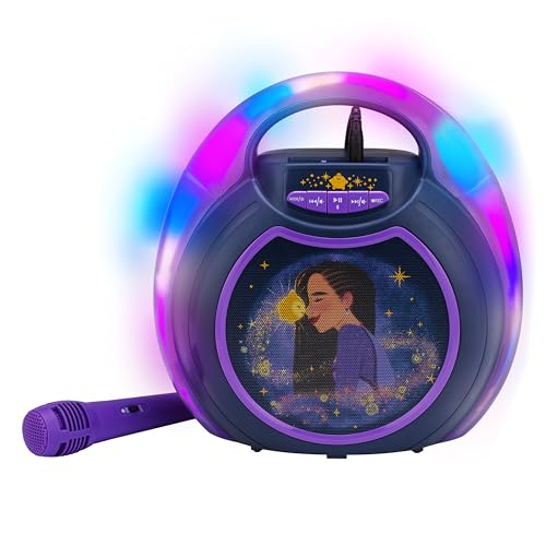 eKids Disney Wish Karaoke Machine, Bluetooth Speaker with Microphone for Kids, Designed for Fans of Disney Toys and Gifts