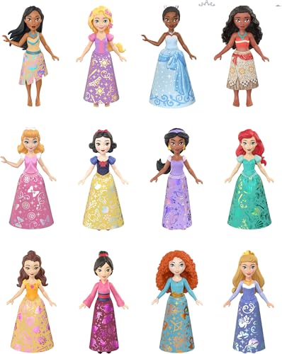 Mattel Disney Princess Toys, 12 Small Dolls in Signature Outfits, Ultimate Princess Pack Posable Dolls Inspired by Disney Movies