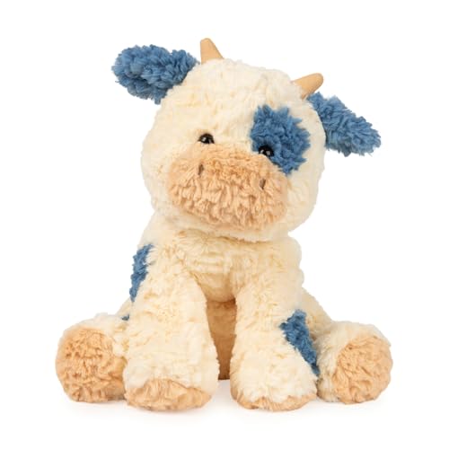 GUND Cozys Collection Cow, Stuffed Animal for Ages 1 and Up, Spring Decor Plush Toy, Cream/Blue, 10