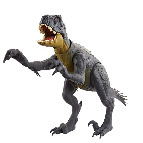 Mattel Jurassic World Toys Slash N Battle Scorpios Rex Action Sound Dinosaur Figure Camp Cretaceous with Movable Joints, Slashing Tail Whip Motions Roar Sound, Kids Gift Ages 4 Years Up