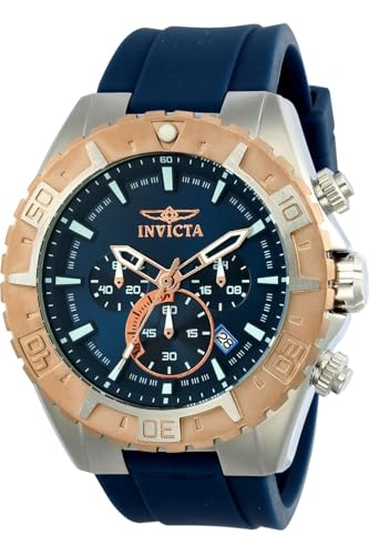 Invicta Men's Aviator Stainless Steel Quartz Watch with Silicone Strap, Blue, 26 Model: 22523