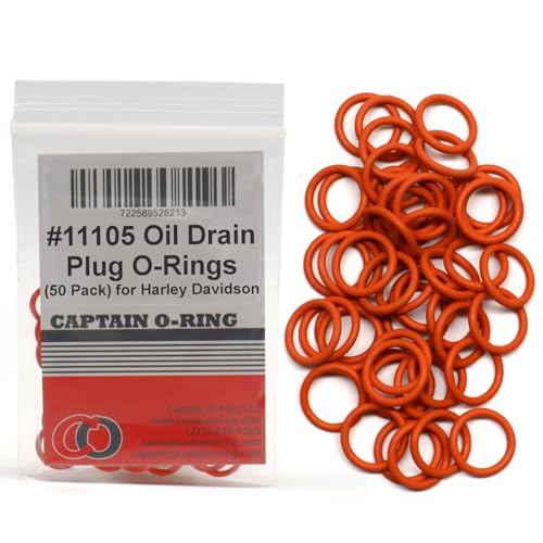 50 Pack - 11105 O-Ring Replacement for Harley Davidson Oil Drain Plug Oring Orange Color
