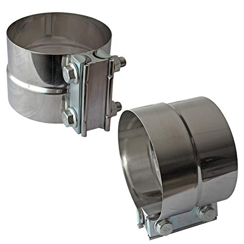 4" Lap Joint Exhaust Band Clamp - Stainless Steel Lap Joint Exhaust Band Clamp With 1 Block 2Pcs For 4" Od To 4" Id Exhaust Pipe, Muffler, Elbow And Exhaust Tubing Connection2 Pack