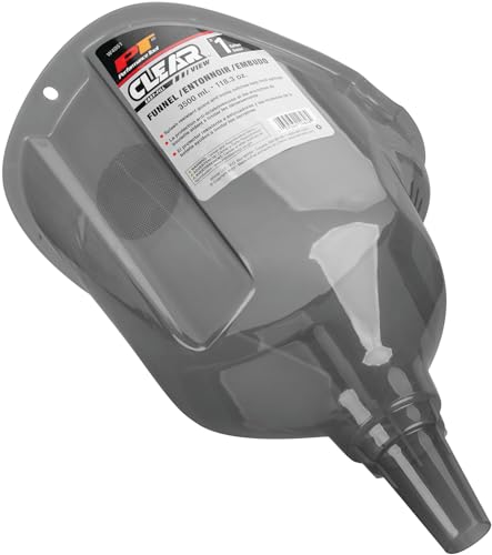 Performance Tool W4051 Clear View Easy-Fill Funnel - 1 Gallon, Transparent, Splash-Resistant Guard, Mesh Filter