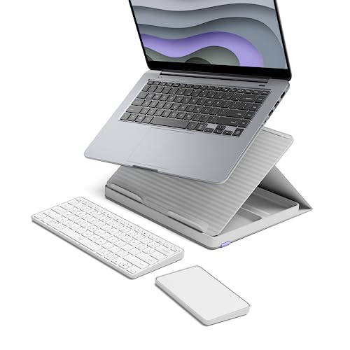 Logitech Casa Pop Up Desk Work From Home Kit with Laptop Stand, Wireless Keyboard Touchpad, Bluetooth, USB C Charging, for Laptop/MacBook 10 to 17 - Windows, macOS, ChromeOS - Nordic Calm