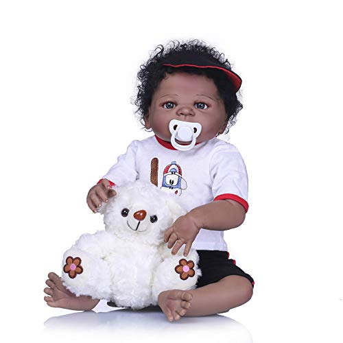 Zero Pam 58 cm African American Black Skin Anatomically Correct Reborn Baby Dolls Full Body Silicone Doll with Clothes boy