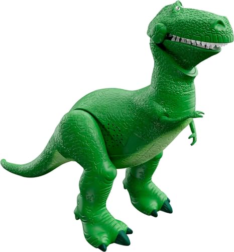 Mattel Disney and Pixar Toy Story Talking Dinosaur Action Figure with Movng Arms, Roarin Laughs Rex Dino Toy, 10.8-inch T Rex with 40+ Sounds Phrases