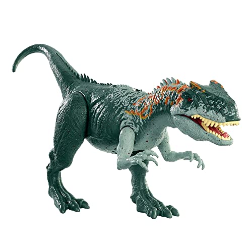 Jurassic World Toys Roar Attack Allosaurus Camp Cretaceous Dinosaur Figure with Movable Joints, Realistic Sculpting, Strike Feature Sounds, Carnivore, Kids Gift 4 Years Up
