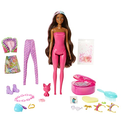 Barbie Color Reveal Peel Unicorn Fashion Reveal Doll Set with 25 Surprises Including Pink Peel-able Doll Pet 16 Mystery Bags with Clothes Accessories for 2 Unicorn-Inspired Looks