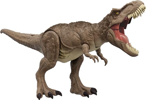 Mattel Jurassic World Chaos Theory All-Out Attack Tyrannosaurus Rex Dinosaur Action Figure Toy, T. rex with Rampage Attack, Chomp Roar Evolved Spikes, Digital Play