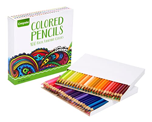 Crayola Adult Colored Pencil Set 100ct, Premium Coloring Pencils For Adult Coloring Books, Holiday Gifts for Teens Adults, 12+