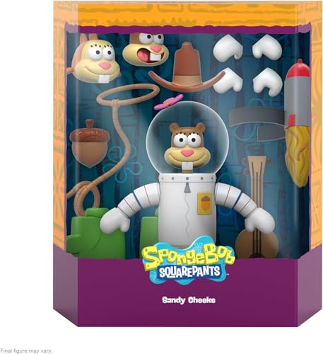 Super7 ULTIMATES! Spongebob Squarepants Sandy Cheeks - 7" Spongebob Action Figure with Accessories Classic Cartoon Collectibles and Retro Toys