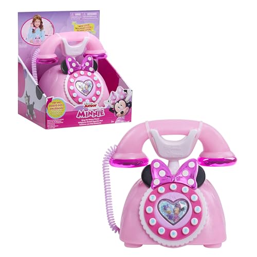 Disney Junior Minnie Mouse Ring Me Rotary Phone with Lights and Sounds, Pink, Kids Toys for Ages 3 Up by Just Play