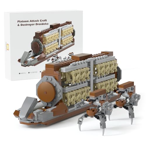 32-Piece Battle Soldiers Army Clanker Platoon Attack Craft Building Kit, with 2 Droidekas Action Figures Building Blocks Set, Toys Gifts for Boys Kids Ages 6-12 Year Old 537 Pieces