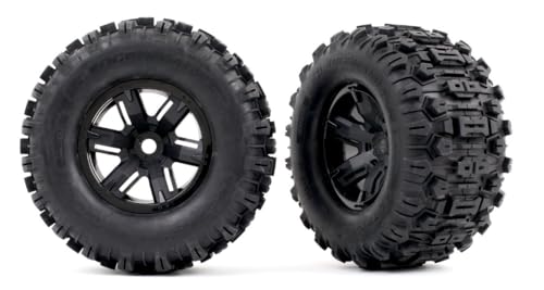 7871 Belted Sledgehammer Tires Mounted to Black X-Maxx Wheels Pair