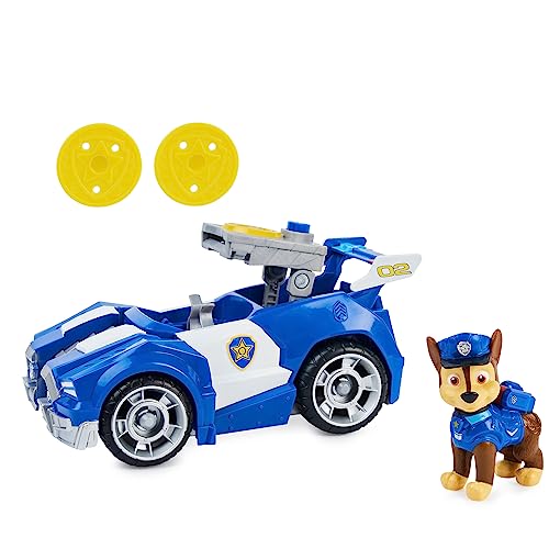 Paw Patrol, Chase's Deluxe Movie Transforming Toy Car with Collectible Action Figure, Kids Toys for Ages 3 and up