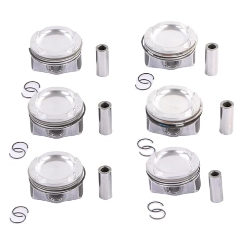 PANGOLIN 6PCS Engine Pistons Rings Set 84mm N54 Engine Fit for E82 E90 E91 E92 E93 E60 E61 E71 E89 F01 F02 N54B30 3.0L L6 Turbocharged Aftermarket Parts, Replace OE 11257610295 11257610296