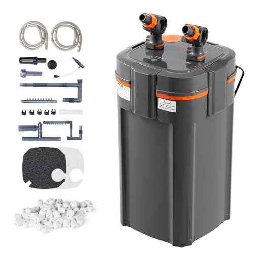 VEVOR Aquarium Filter 225GPH, 2-Stage Canister Filter 35-55 Gallon, Ultra-Quiet Internal Aquarium Filter with UV Protection, Submersible Power Filter with Multiple Function for Fish Tanks, 10W