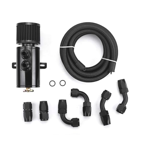 ZHSYMX 10AN Baffled Oil Catch Can with Breather Filter 2 Ports 750ml and 10FT 10AN 5/8'' Fuel Line Fitting Kit Nylon Braided CPE Oil Hose