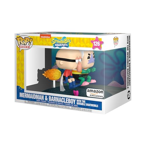 Funko Pop! Rides Deluxe: Spongebob Squarepants - Mermaid Man Barnacle Boy with The Invisible Boatmobile