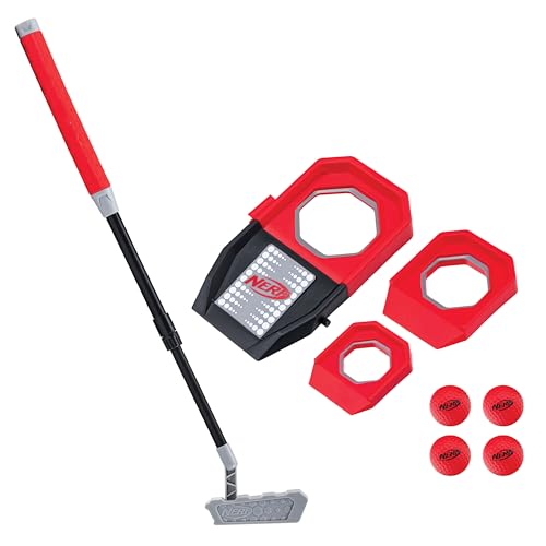 NERF Trick Shot Golf Set - Indoor Outdoor Putting Trick Shot Kids Golf Set - Includes Putter, Balls, Ramp Cups - All-in-One Golf Set for Kids