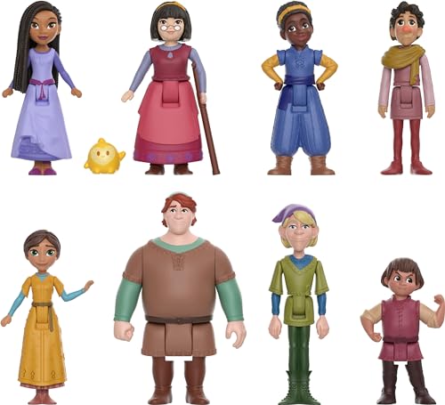Mattel Disney Wish Toys, The Teens Mini Doll Set, 8 Posable Dolls Star Figure, Signature Outfits Inspired by the Movie