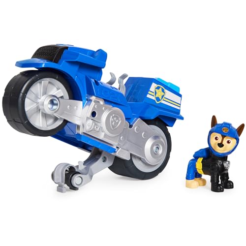 Paw Patrol, Moto Pups Chases Deluxe Pull Back Motorcycle Vehicle with Wheelie Feature and Toy Figure