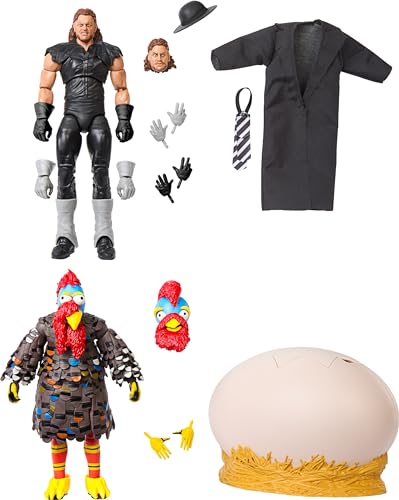 Mattel WWE Set of 2 Action Figures, Ultimate Edition Survivor Series 1990 Undertaker Gobbledy Gooker Collectibles with Interchangeable Accessories