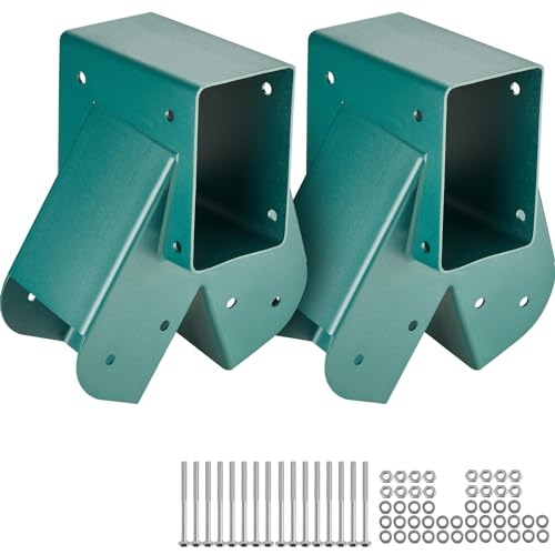 VEVOR A-Frame Middle Swing Set Brackets, Heavy Duty Carbon Steel Swing Set Hardware with Mounting Hardware, DIY Swing Set Bracket Swing Set Kit for 4x4 Legs 4x6 Beam, Green 2 Pcs