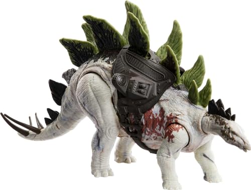 Mattel Jurassic World Gigantic Trackers Action Figure, Stegosaurus Dinosaure Toy with Attack Motion Tracking Gear, Plus Downloadable App AR