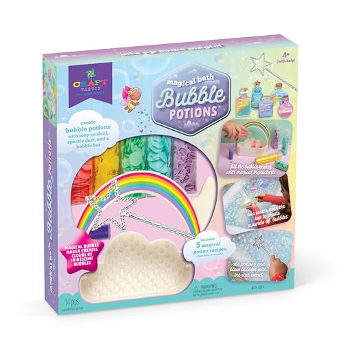 Craft-Tastic Bubble Bath Magic Potion Kit Kids Bubble Bath, Bath Time Toys, Arts and Crafts for Kids, Potion Kits for Kids, Non-Toxic, Ages 4+ with Help
