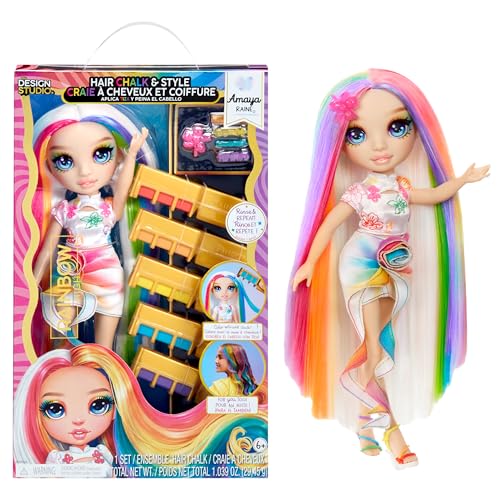 Rainbow High Hair Chalk Style Amaya - Rainbow 11 Doll. Washable Rainbow Hair Chalk, Color, Style, Play, Rinse Repeat. Great Gift for Kids 4-12+