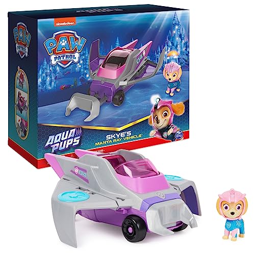 Paw Patrol Aqua Pups Skye Transforming Manta Ray Vehicle with Collectible Action Figure, Kids Toys for Ages 3 and up