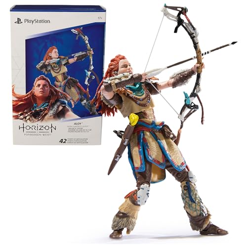 PlayStation Horizon Forbidden West, Deluxe 6" Aloy Action Figure with 15 Accessories, The Shapes Collection, for PS5 Fans & Collectors Ages 17+