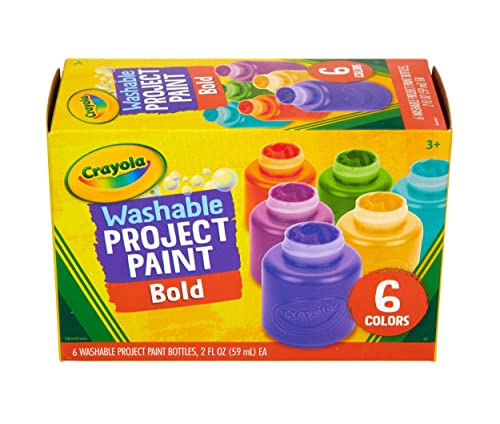 Crayola Washable Kids Paint 6ct, Paint Set for Kids, Assorted Bold Colors, Arts Crafts Supplies for Kids, Nontoxic, Holiday Gift