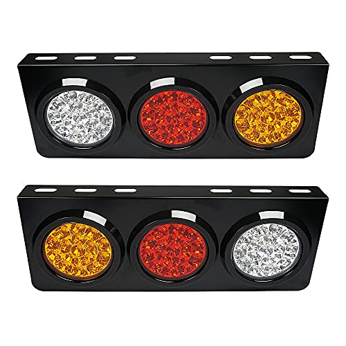 auovo LED Truck/Trailer Tail Lights with Iron Bracket Base - Waterproof DC12-24V 48-LED Tail Light Bar for Turn/Signal/Running Lamps Fits any Truck/RV/Camper/Trailer etc2 PCS