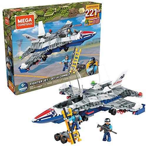 Mega Construx Fighter Jet Construction Set with character figures, Building Toys for Kids 223 Pieces