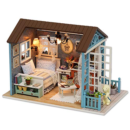TuKIIE DIY Miniature Dollhouse Kit, 1:24 Scale Wooden Mini Doll House Accessories with Furniture for Kids Teens AdultsForest Times