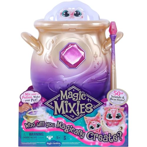 Magic Mixies Magical Misting Cauldron with Interactive 8 inch Pink Plush Toy and 50+ Sounds and Reactions, Multicolor