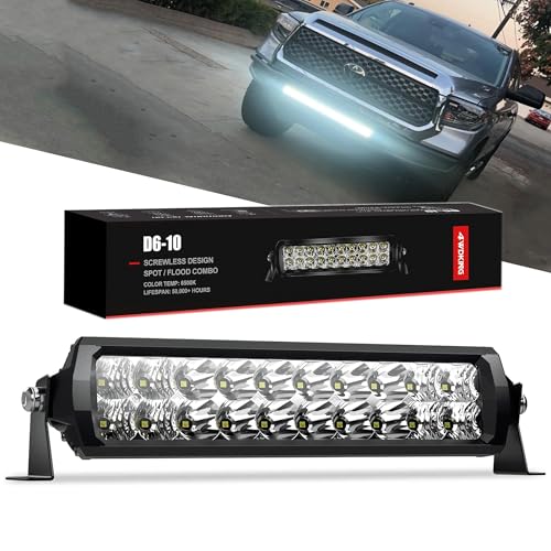 4WDKING LED Light Bar 10 inch IP68IP69K Waterproof Dual Row Off Road Light Bar with DT Connector 100W Flood and Spot Combo Beam Work Light for Truck Cars ATV UTV Boat