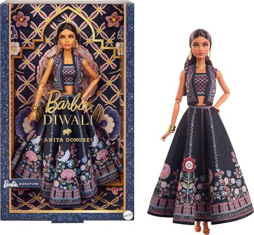 Barbie Diwali Doll by Anita Dongre Wearing Festival of Lights Look, Holiday Collectible with Doll Stand Certificate of Authenticity